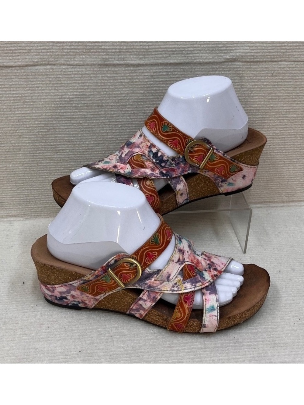 L'Artiste Spring Step Baocire Floral Wedge Sandals 41 9.5 10